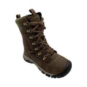 KEEN Women's Greta Waterproof Boot Dark Earth/Green Plaid - Medium